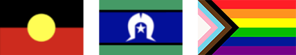 Aboriginal, Torres Strait Islander and Pride flags